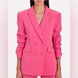 Cinq a Sept
Kris Scrunched-Sleeve Double-Breasted Blazer